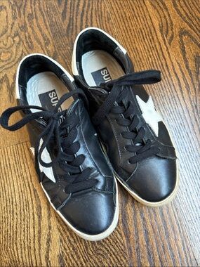 Golden Goose Black Leather Sneakers with White Star